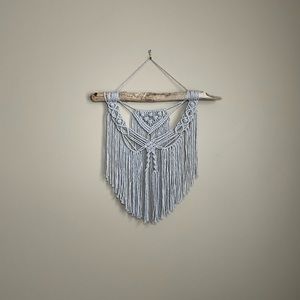 Gray handmade macrame wall hanging